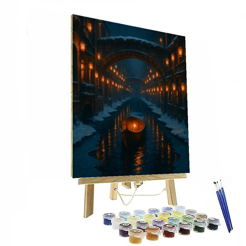 Christmas Lantern Boat On The Canal Painting by numbers kit
