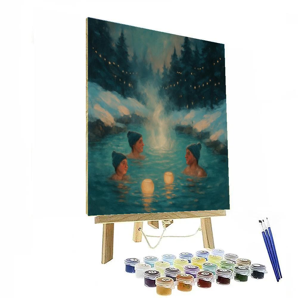 Glowing Christmas Hot Springs In The Snow paint by number