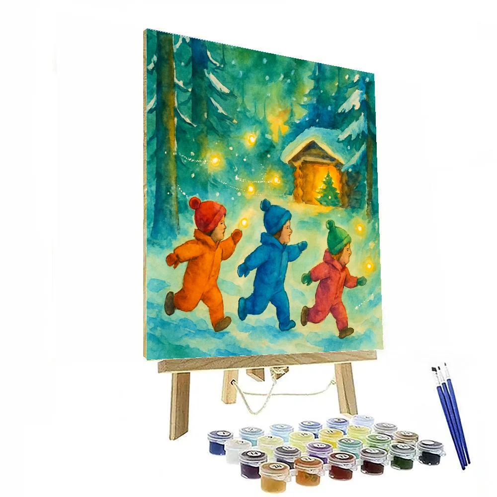 Christmas Firefly Forest For Children Painting by numbers kit