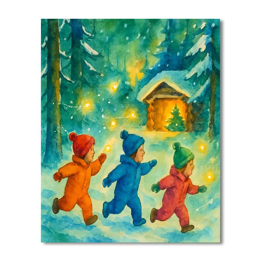 Christmas Firefly Forest For Children Painting by numbers kit