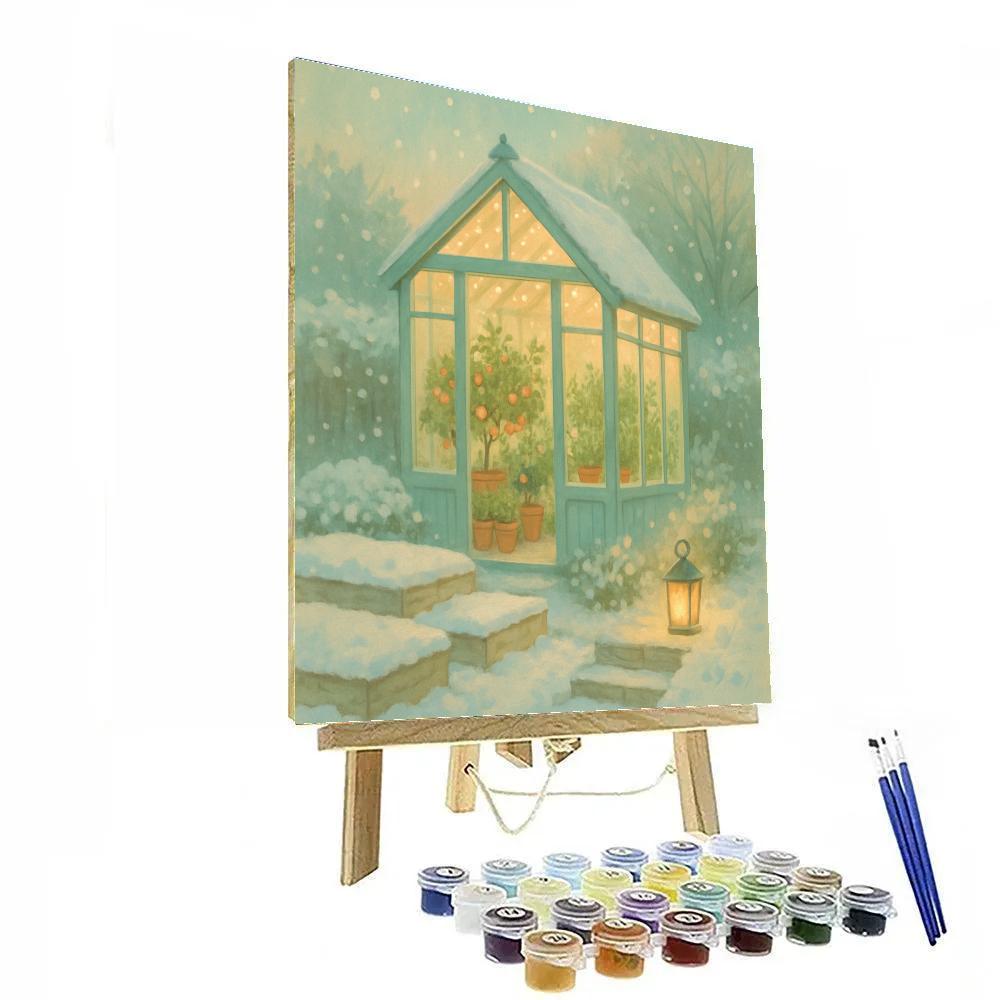 Christmas Garden Greenhouse At Night DIY paint by numbers