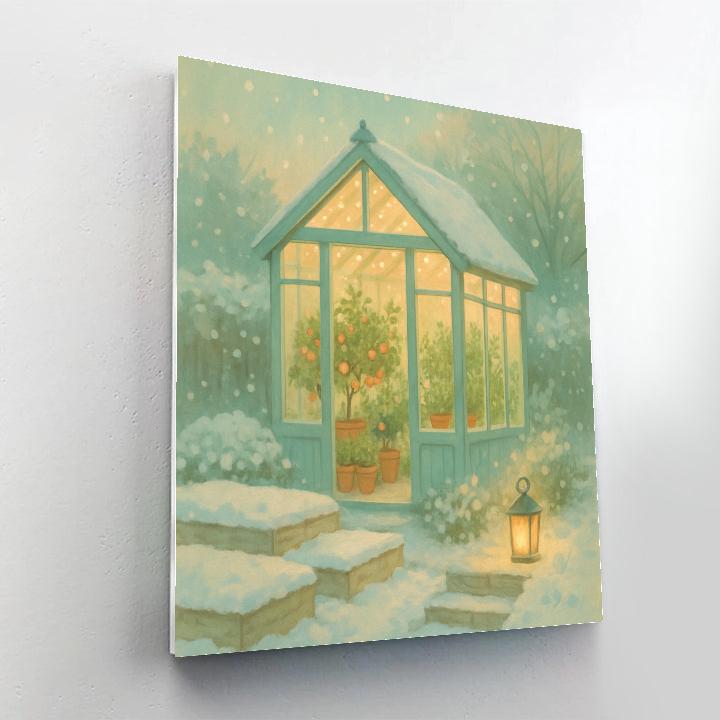 Christmas Garden Greenhouse At Night DIY paint by numbers