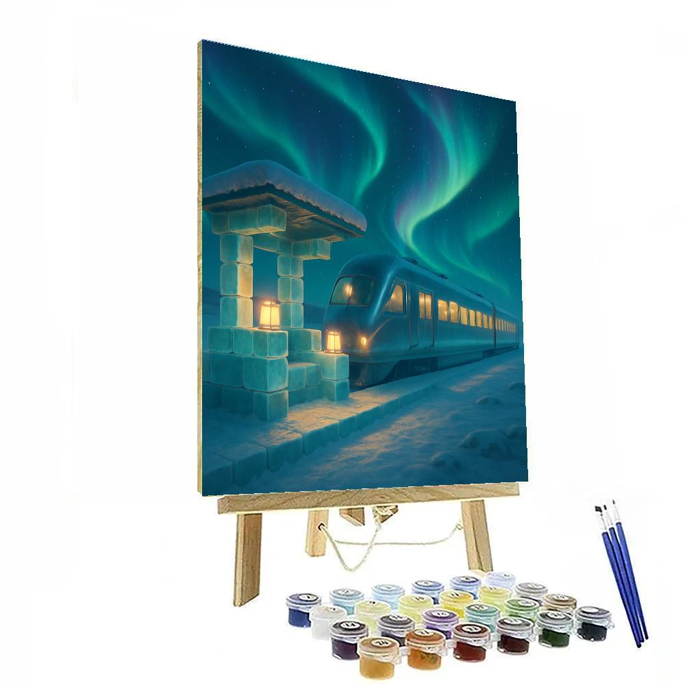 Christmas Polar Train Station Numbered painting kits