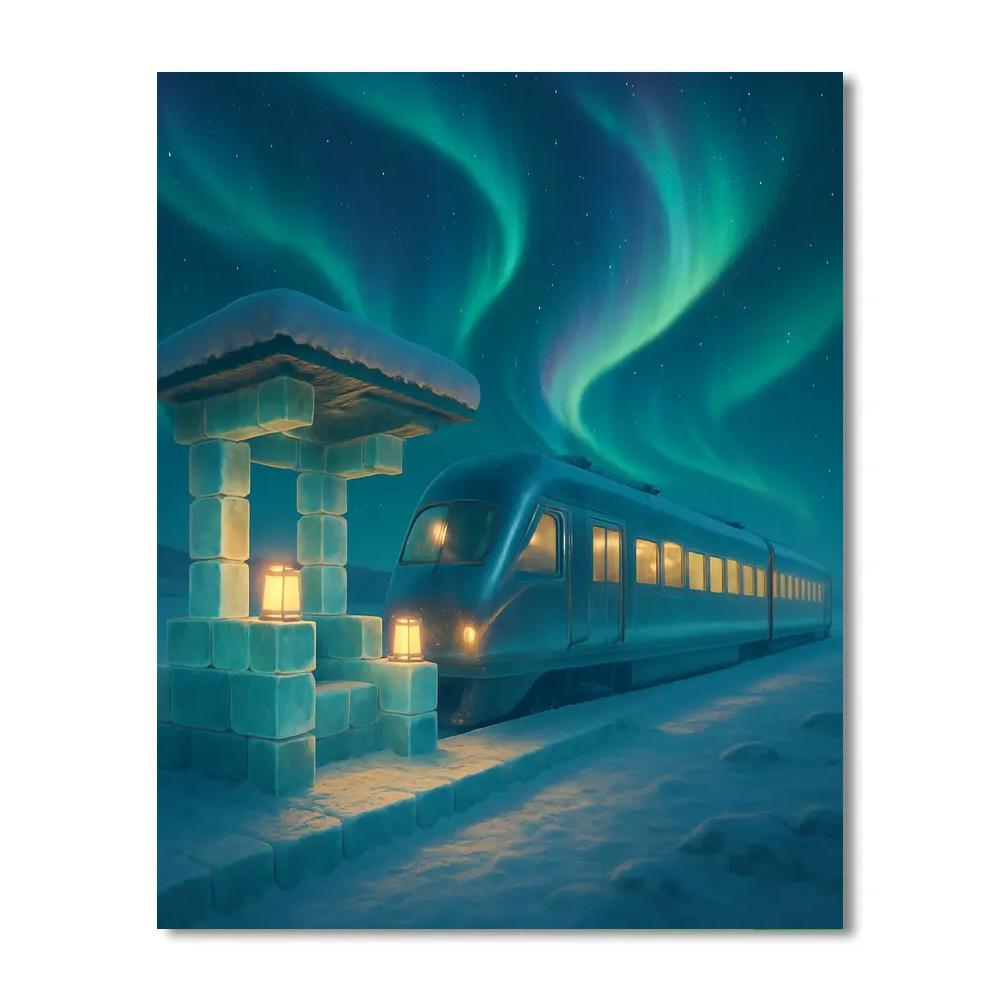 Christmas Polar Train Station Numbered painting kits