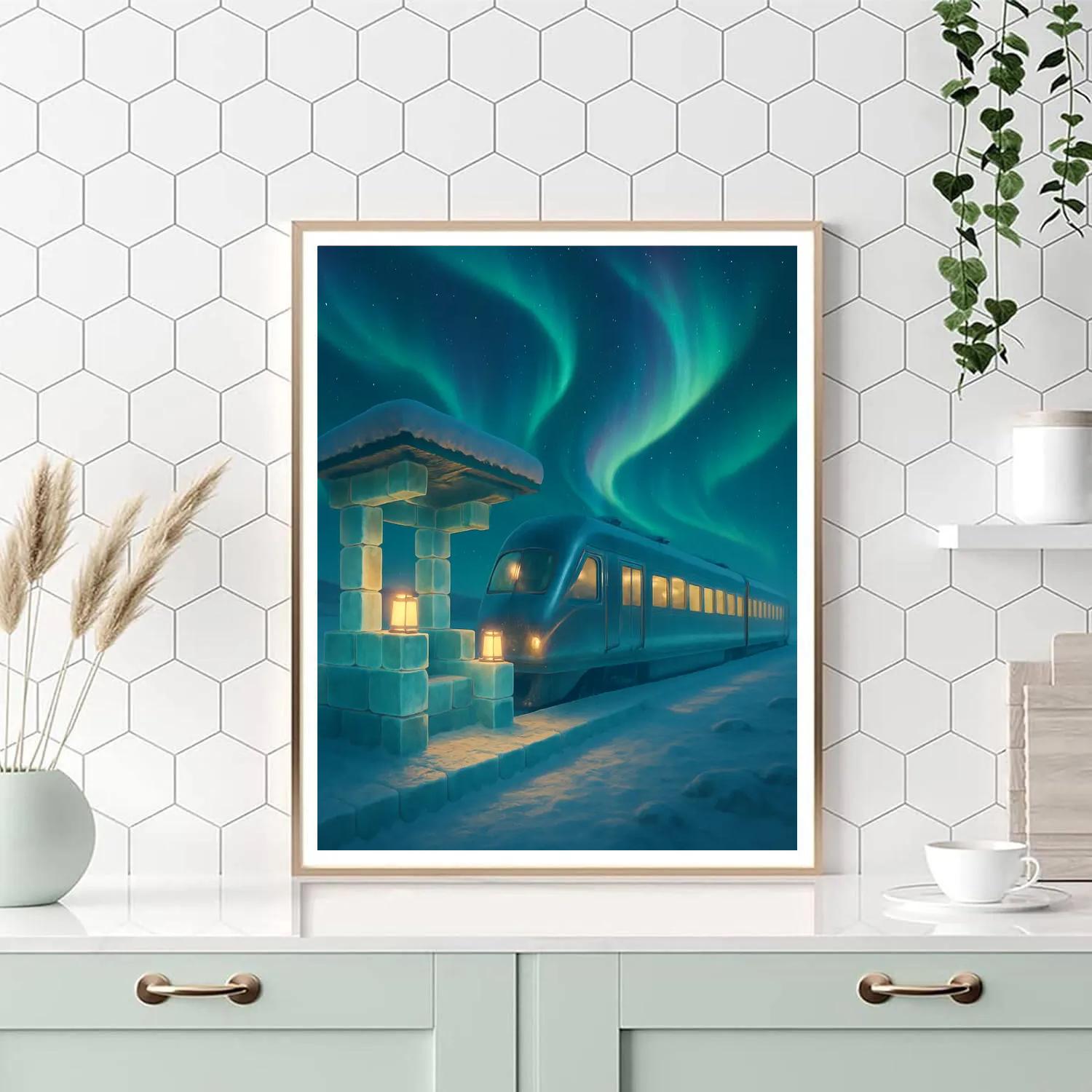 Christmas Polar Train Station Numbered painting kits