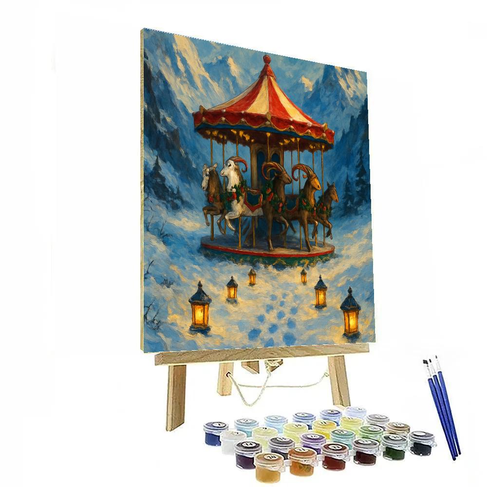 Christmas Carousel On The Mountain Pass Paint by numbers art