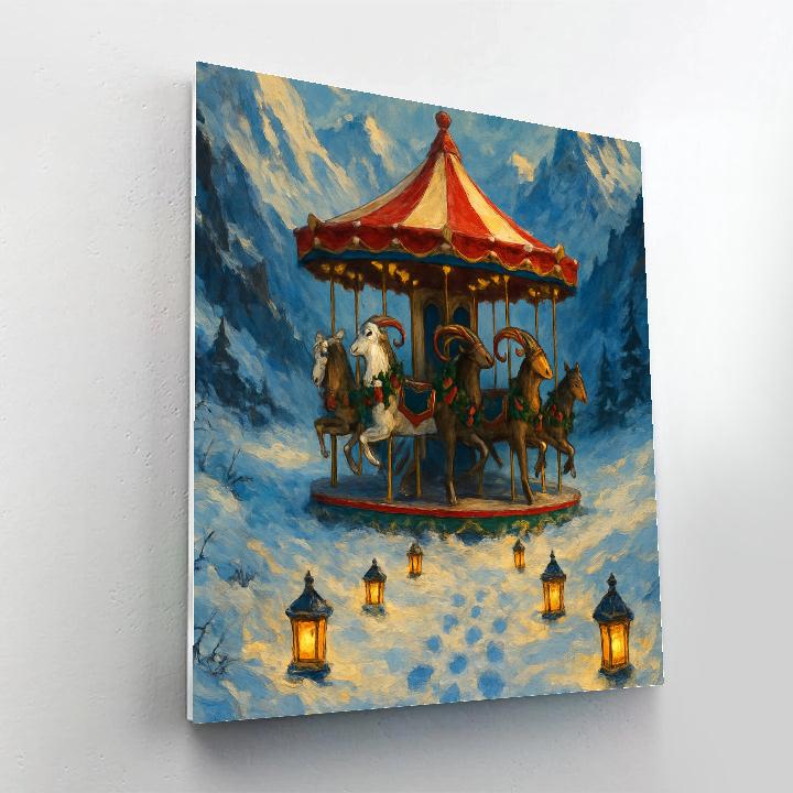 Christmas Carousel On The Mountain Pass Paint by numbers art