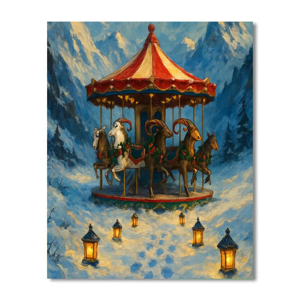 Christmas Carousel On The Mountain Pass Paint by numbers art