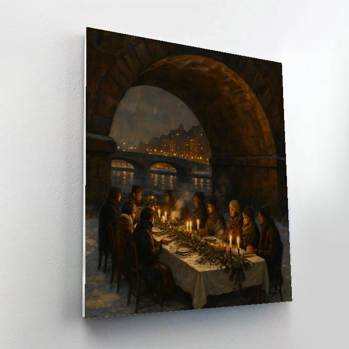 Holiday Feast Beneath The City Bridge Numbered painting kits
