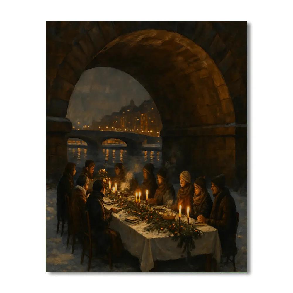 Holiday Feast Beneath The City Bridge Numbered painting kits
