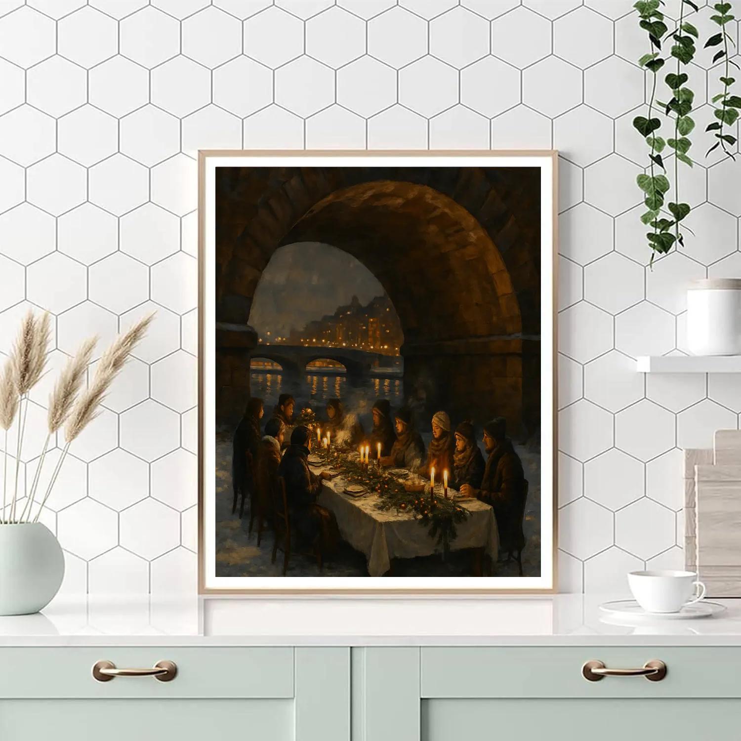 Holiday Feast Beneath The City Bridge Numbered painting kits