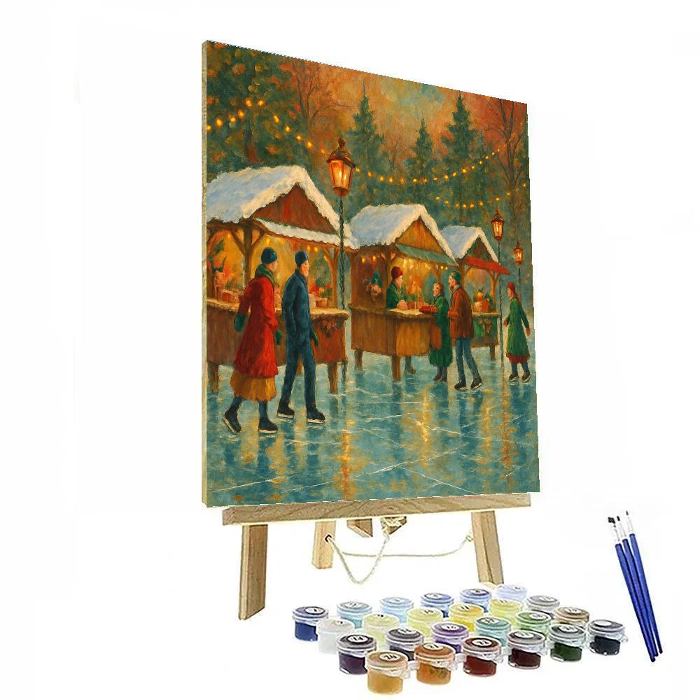 Christmas Market On The Frozen Pond painting number kit