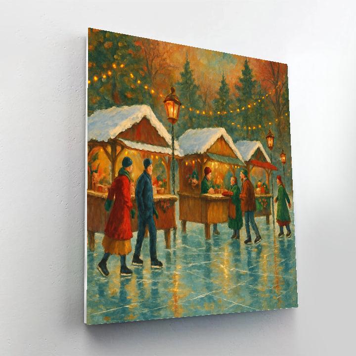 Christmas Market On The Frozen Pond painting number kit