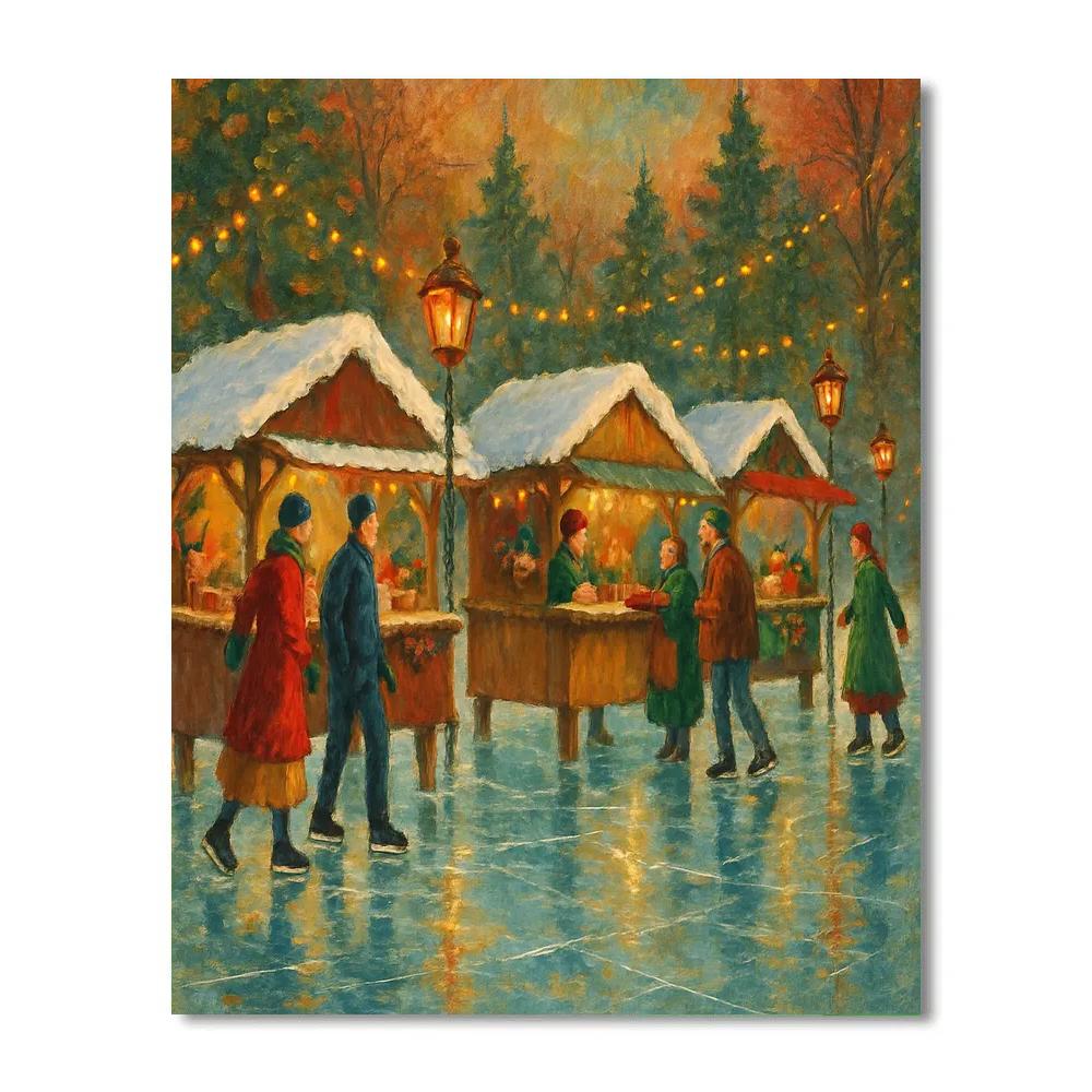 Christmas Market On The Frozen Pond painting number kit
