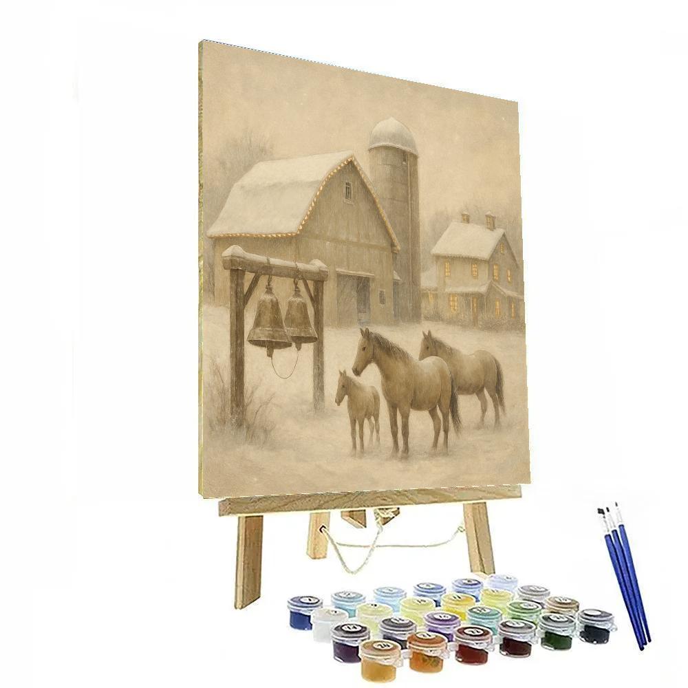 Snowy Bells Of The Christmas Farmstead paint by color