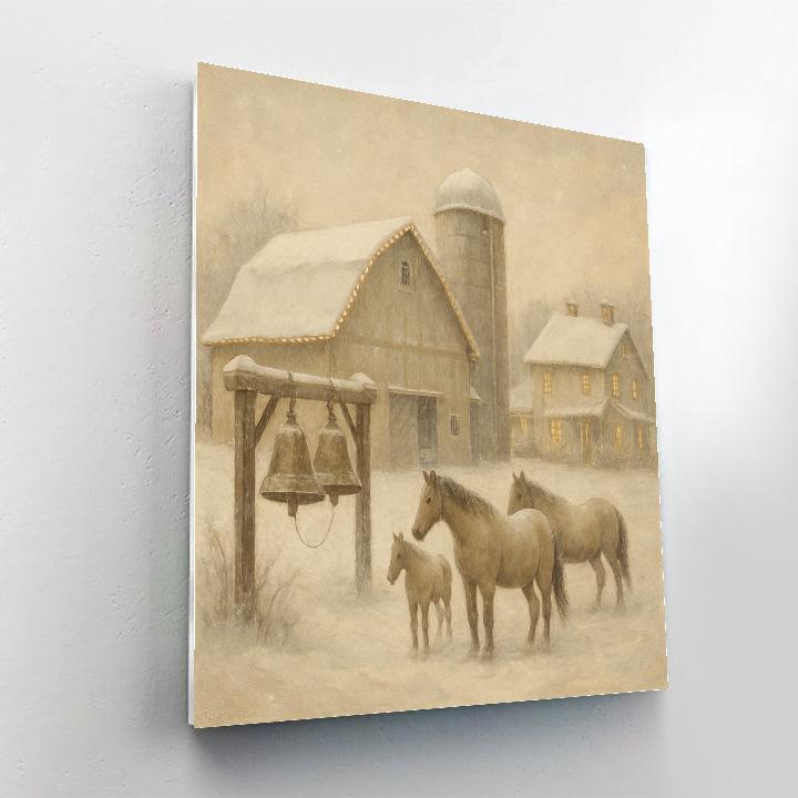 Snowy Bells Of The Christmas Farmstead paint by color