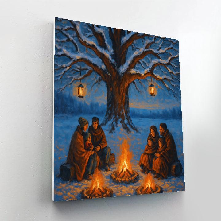 Christmas Firelight Under The Old Oak paint by color