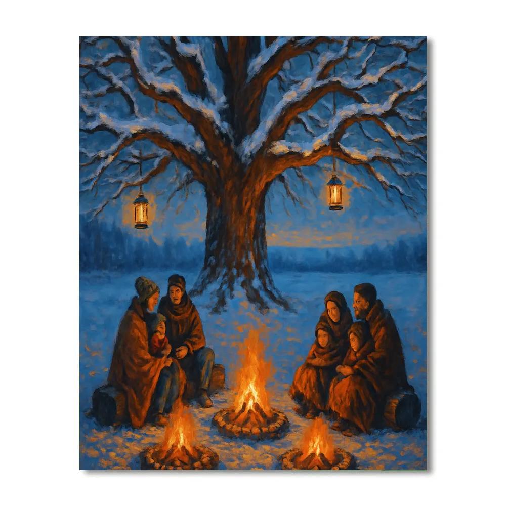Christmas Firelight Under The Old Oak paint by color