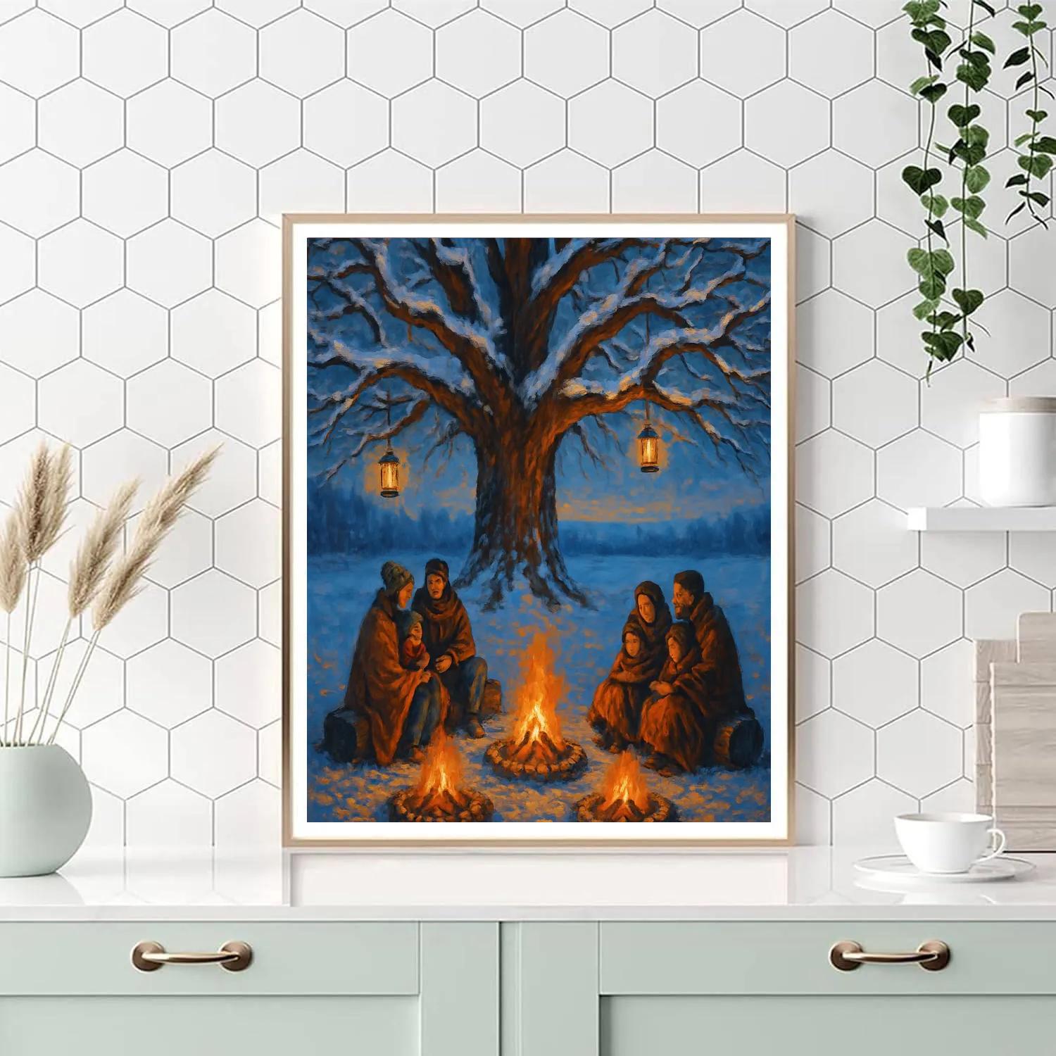 Christmas Firelight Under The Old Oak paint by color