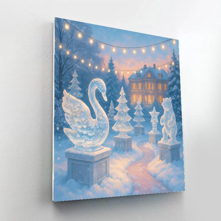 Christmas Ice Sculpture Garden At Twilight DIY paint by numbers