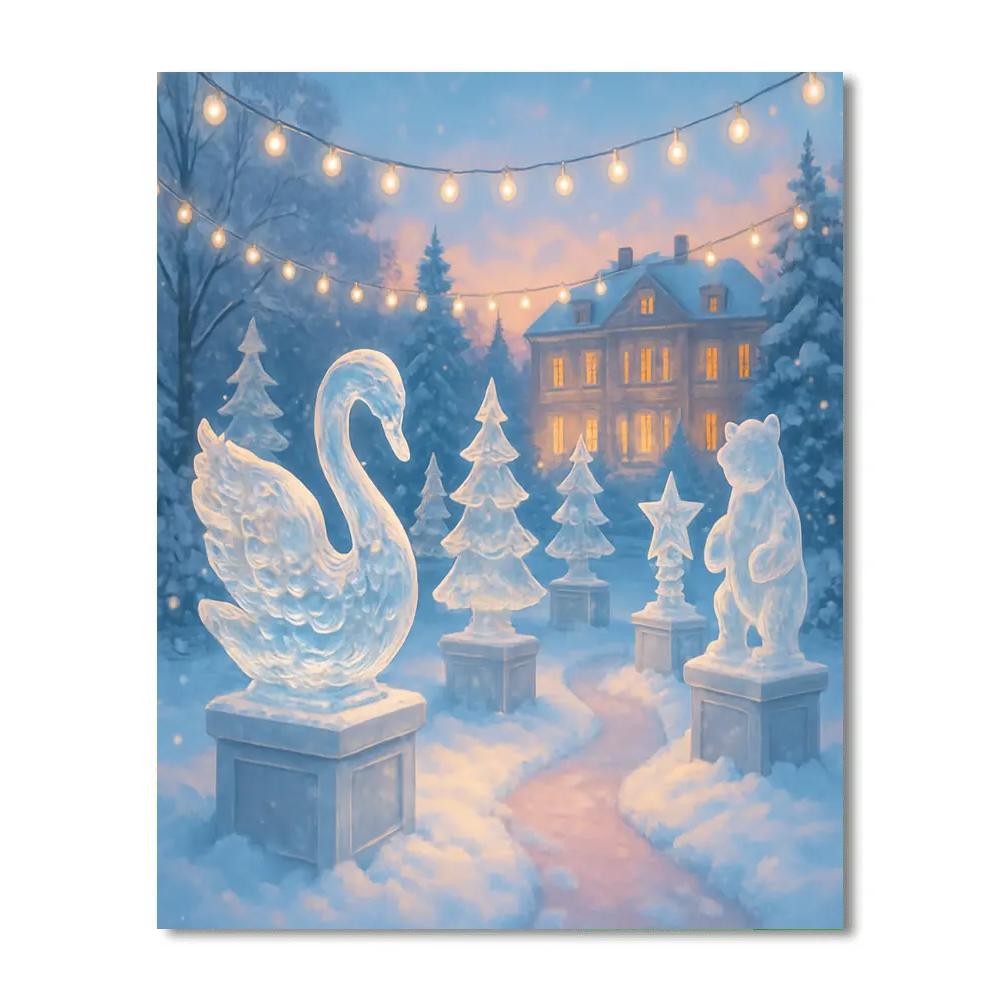 Christmas Ice Sculpture Garden At Twilight DIY paint by numbers