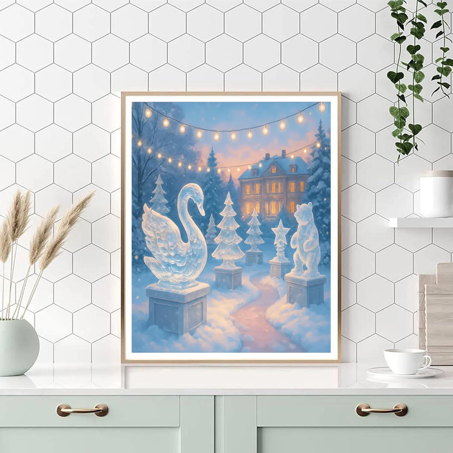 Christmas Ice Sculpture Garden At Twilight DIY paint by numbers