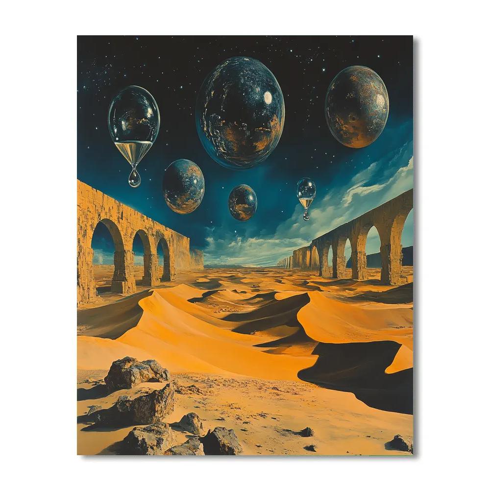 Salvador Dali Inspired Desert Planetscape paint by number