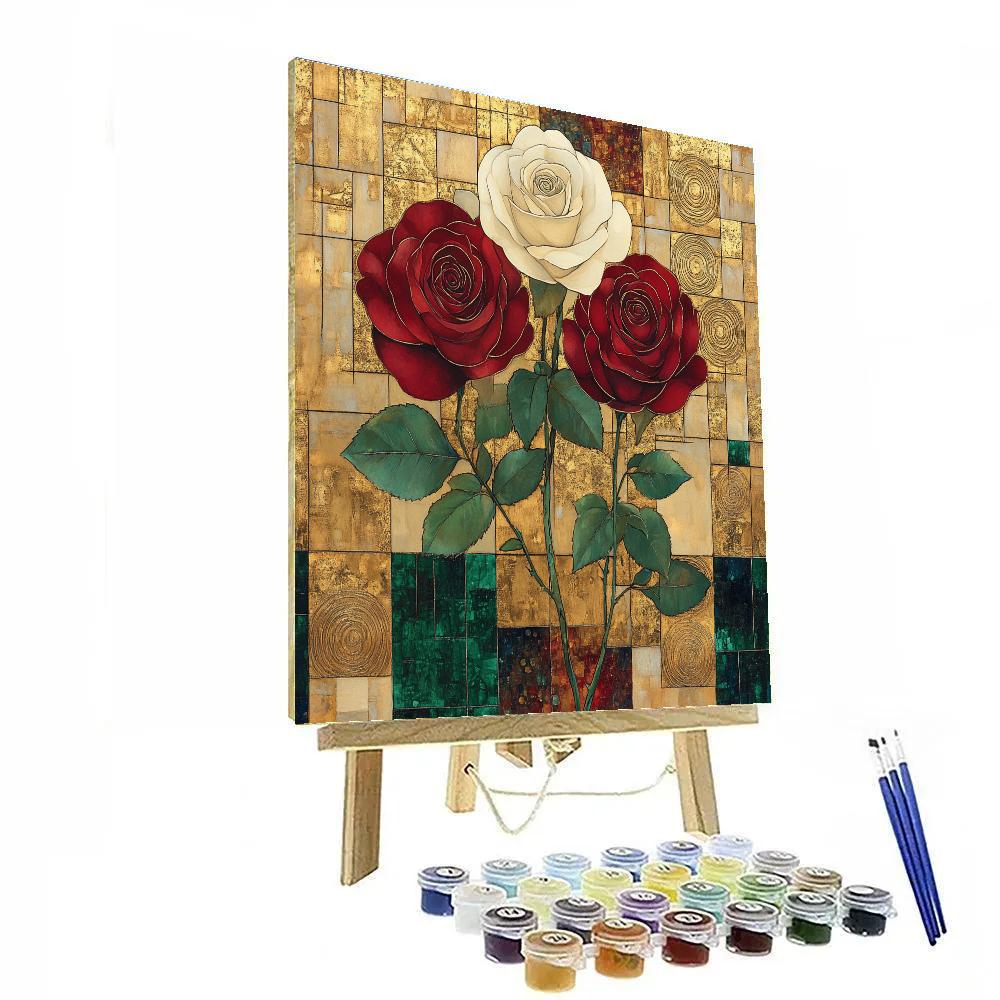 Gustav Klimt Inspired Golden Garden Of Roses DIY paint by numbers