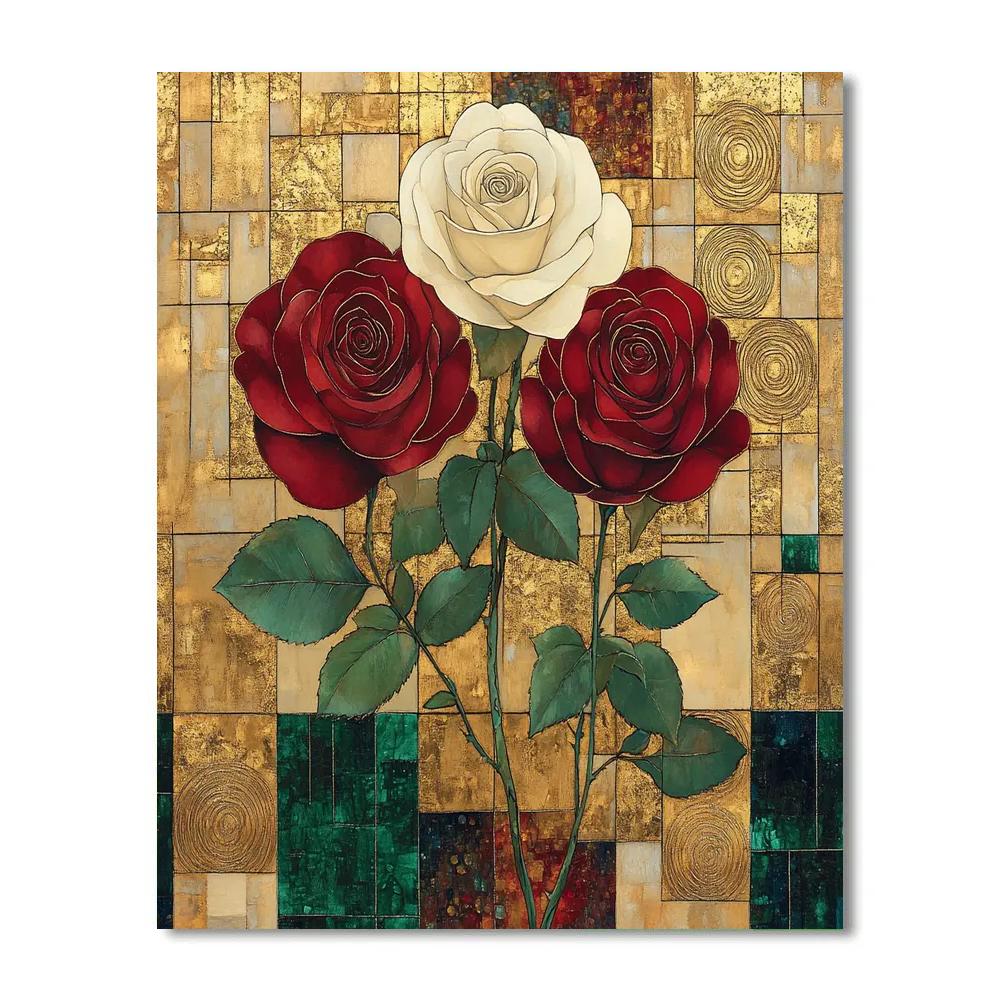 Gustav Klimt Inspired Golden Garden Of Roses DIY paint by numbers
