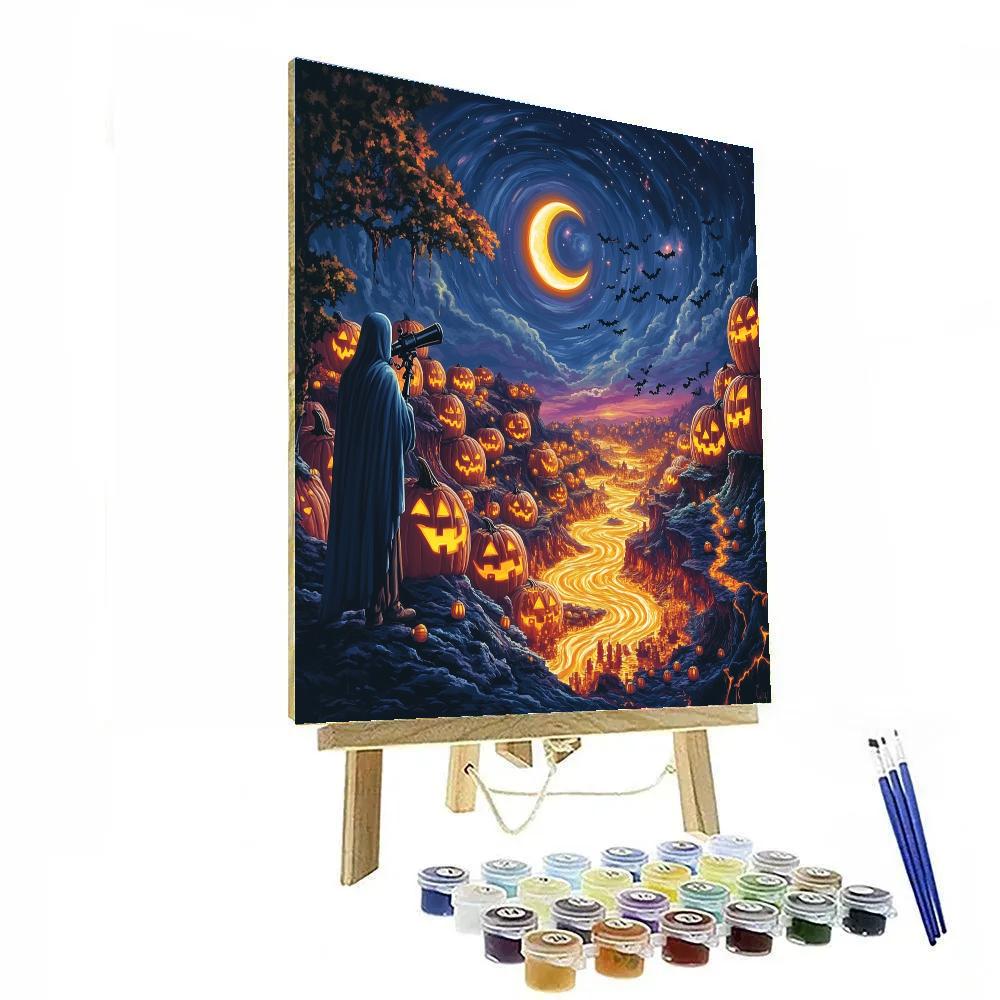 Pumpkin Planet Under A Spooky Eclipse DIY paint by numbers