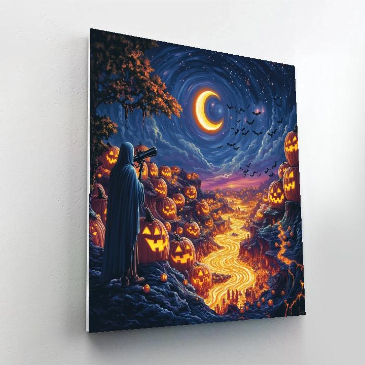 Pumpkin Planet Under A Spooky Eclipse DIY paint by numbers