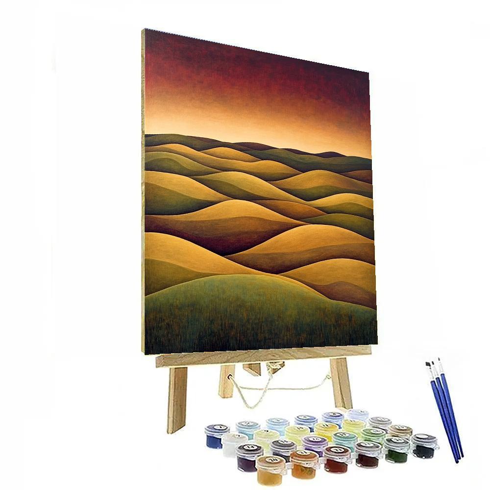 Nandalal Bose Inspired Terraced Fields At Dusk Paint by numbers kits