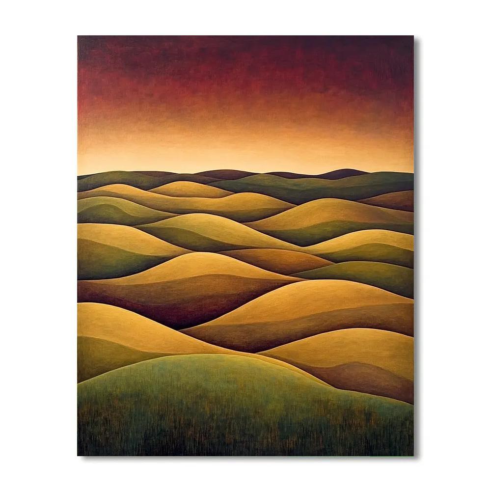 Nandalal Bose Inspired Terraced Fields At Dusk Paint by numbers kits