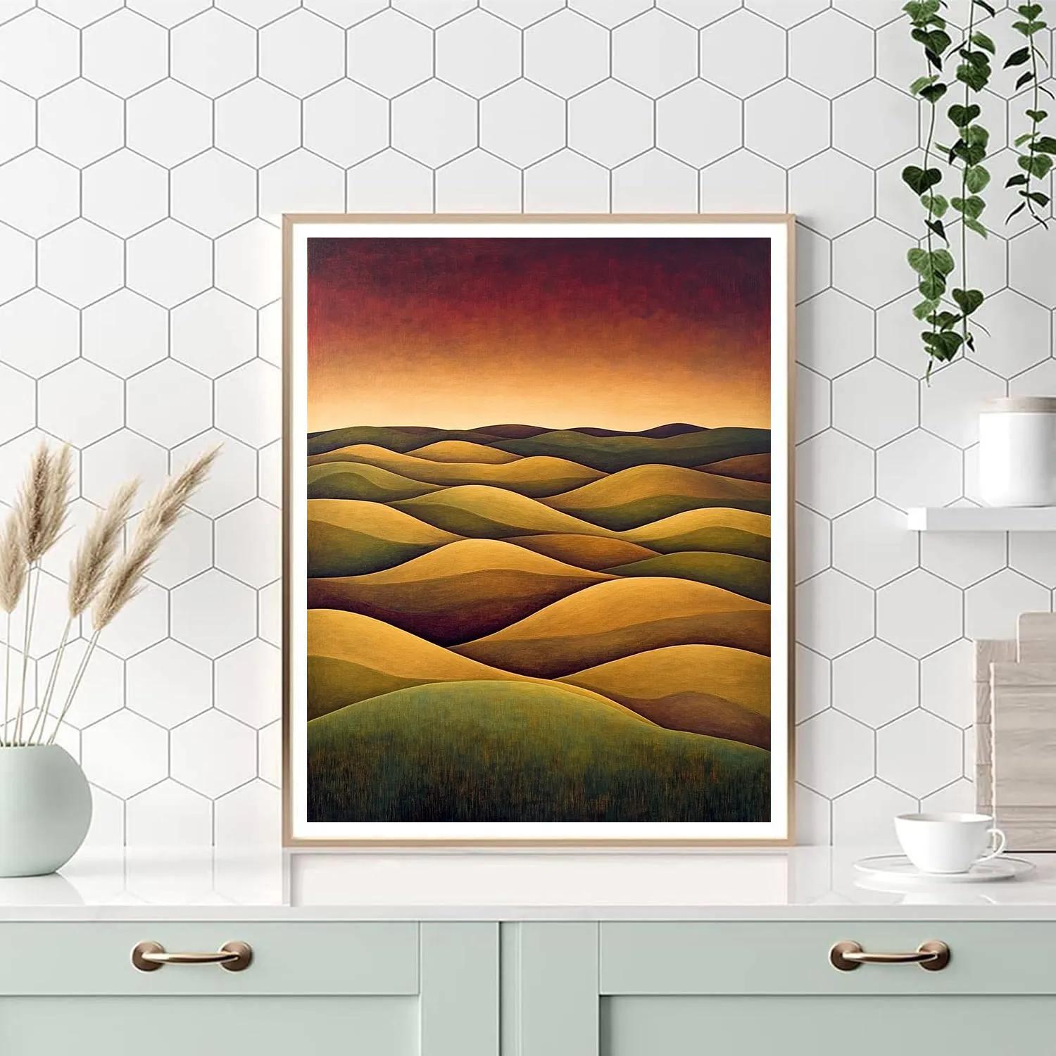 Nandalal Bose Inspired Terraced Fields At Dusk Paint by numbers kits