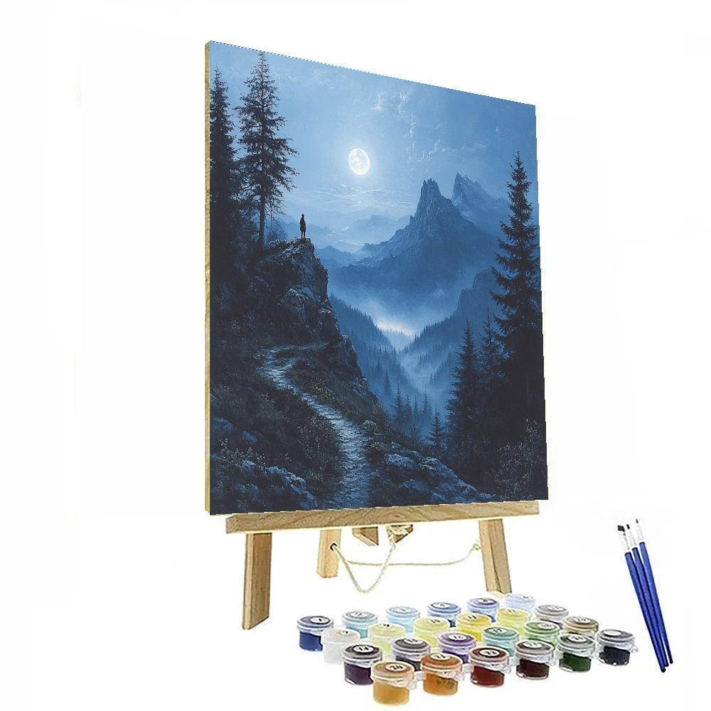 Caspar David Friedrich Inspired Moonlit Mountain Pass Paint by numbers kits