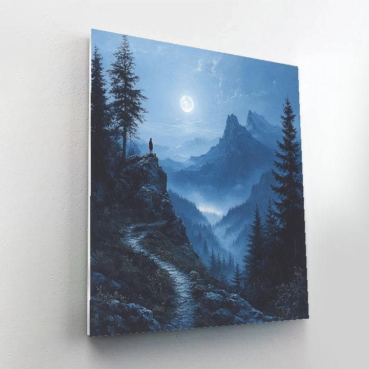 Caspar David Friedrich Inspired Moonlit Mountain Pass Paint by numbers kits