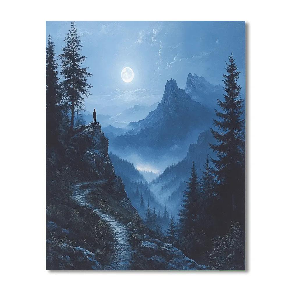 Caspar David Friedrich Inspired Moonlit Mountain Pass Paint by numbers kits