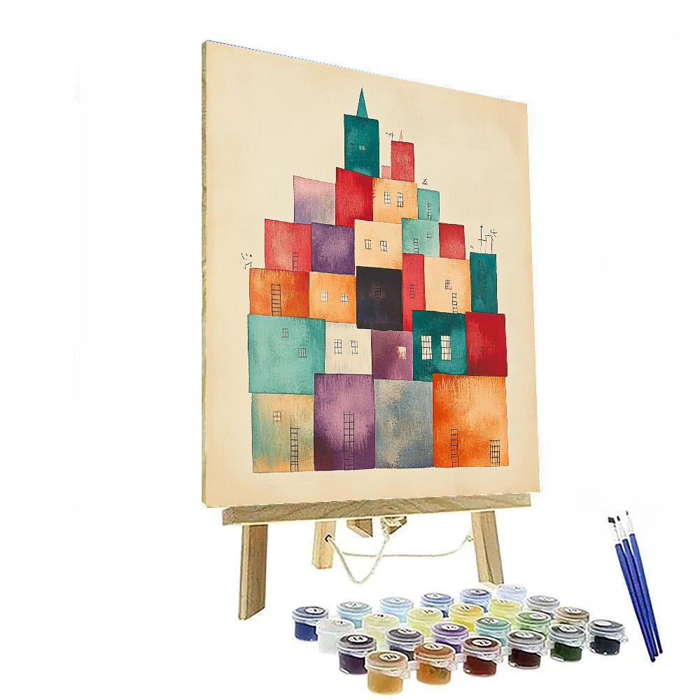 Paul Klee Inspired Abstract City Of Books Number painting