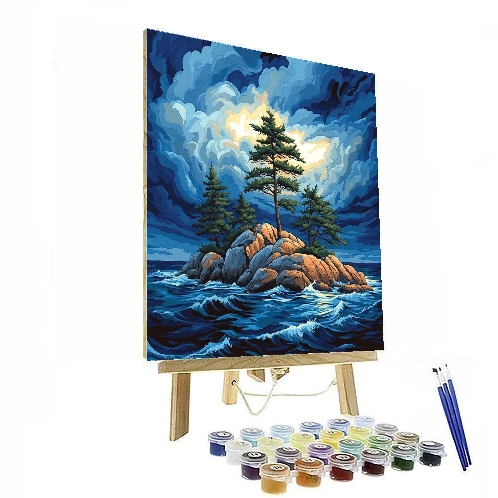 Arthur Lismer Inspired Storm Light On Pine Clad Island paint by numbers