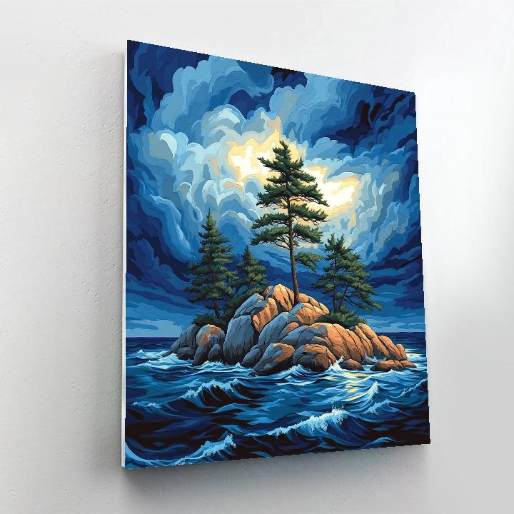 Arthur Lismer Inspired Storm Light On Pine Clad Island paint by numbers