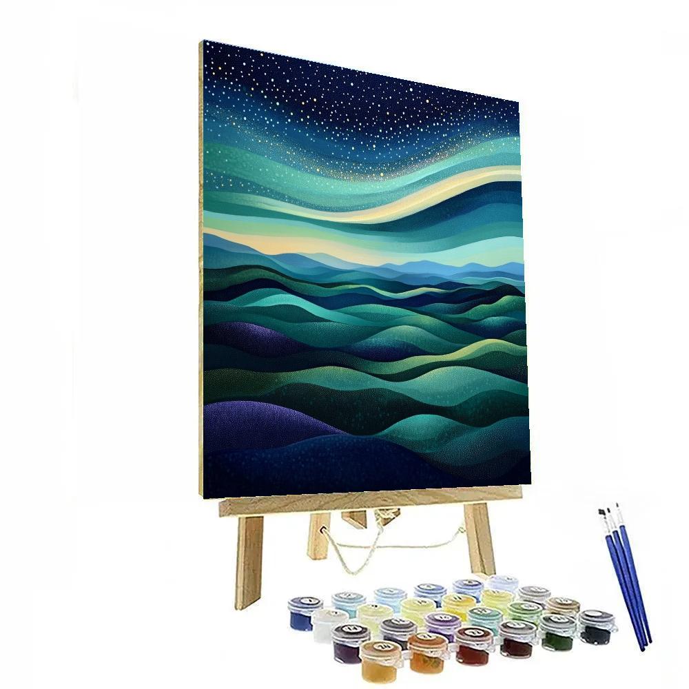 Georges Seurat Inspired Aurora Over Silent Hills paint by number