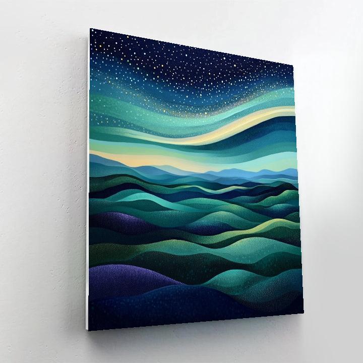 Georges Seurat Inspired Aurora Over Silent Hills paint by number