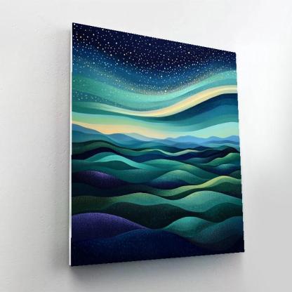 Georges Seurat Inspired Aurora Over Silent Hills paint by number