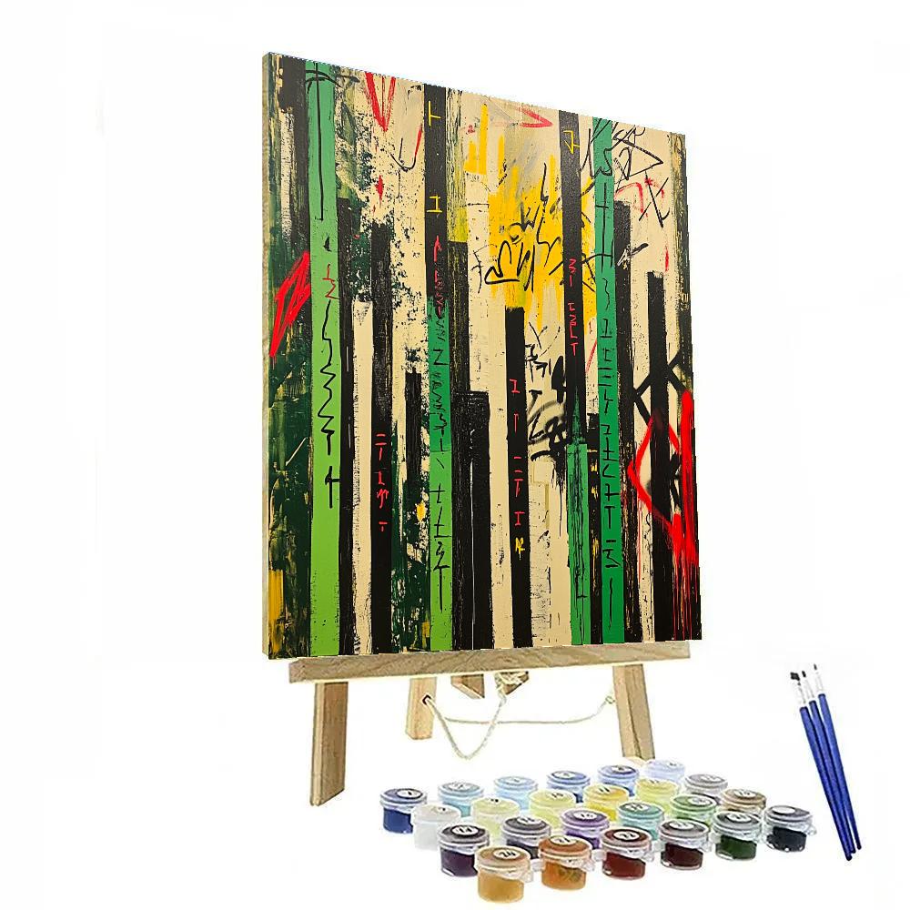 Jean-Michel Basquiat Inspired Electric Forest Of Self Expression paint by color