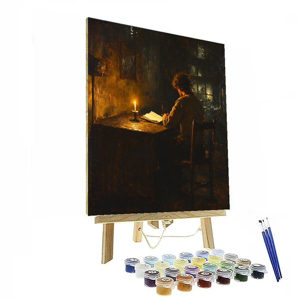 Rembrandt Inspired Candlelit Writers Study paint by number