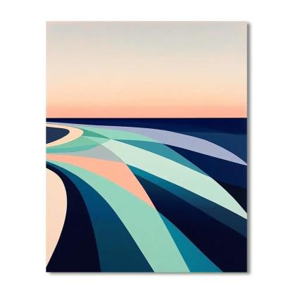 Georges Seurat Inspired Tidal Geometry At Dusk painting number kit