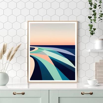 Georges Seurat Inspired Tidal Geometry At Dusk painting number kit