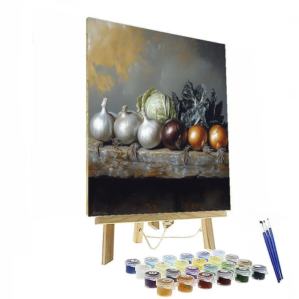 Diego Velázquez Inspired Market Shadows With Earthen Vegetables DIY paint by numbers