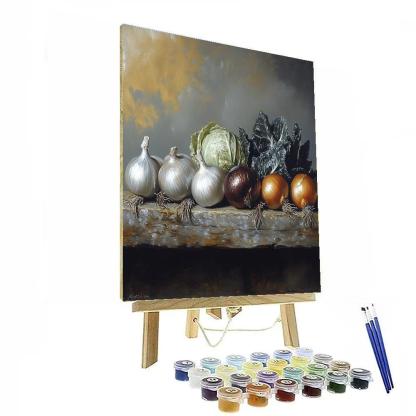 Diego Velázquez Inspired Market Shadows With Earthen Vegetables DIY paint by numbers