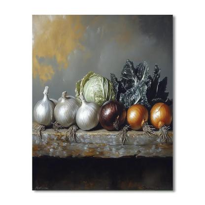 Diego Velázquez Inspired Market Shadows With Earthen Vegetables DIY paint by numbers